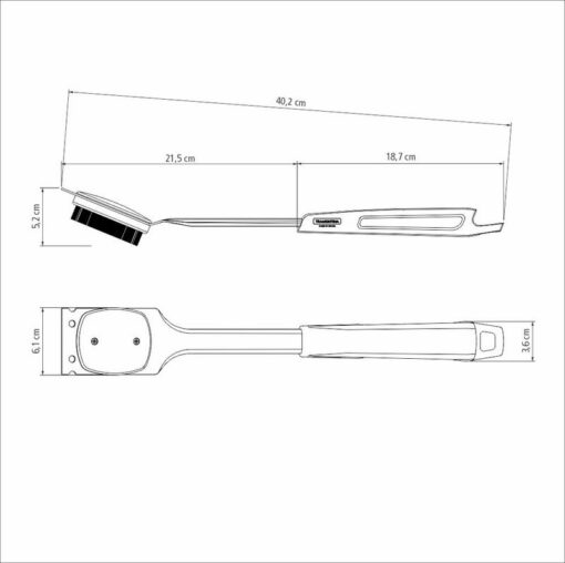 26594/100 Churrasco Black Grill Brush in Stainless Steel and Black Polypropylene Handle with a Scrape - Image 3