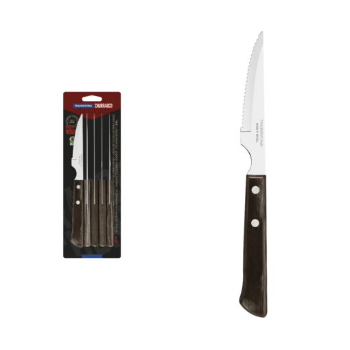 21109/694 - 6PC Universal Brown Poly Wood Steak Knife Set