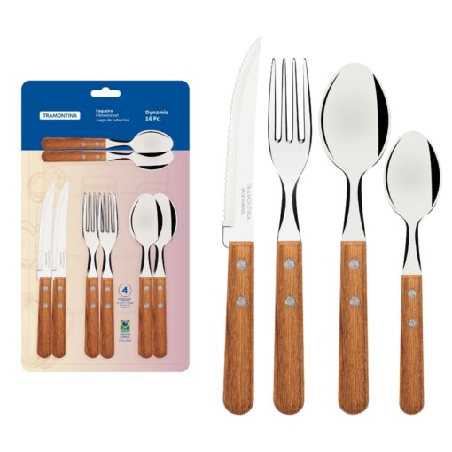22399/003 - 16pc Dynamic Flatware Set with Natural Handles