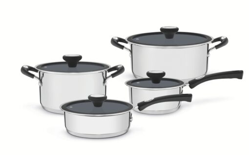 65120/026 - 4pc Solar Ceramic Cookware Set - Stainless Steel