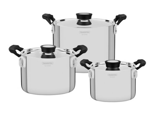 65240/200 - 3pc Bakelite Cookware Set - Stainless Steel