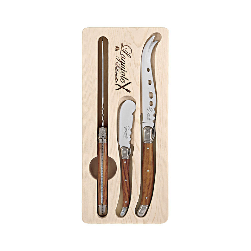 Laguiole Silhouette 3p Cheese Set w Wooden Style ABS Handles